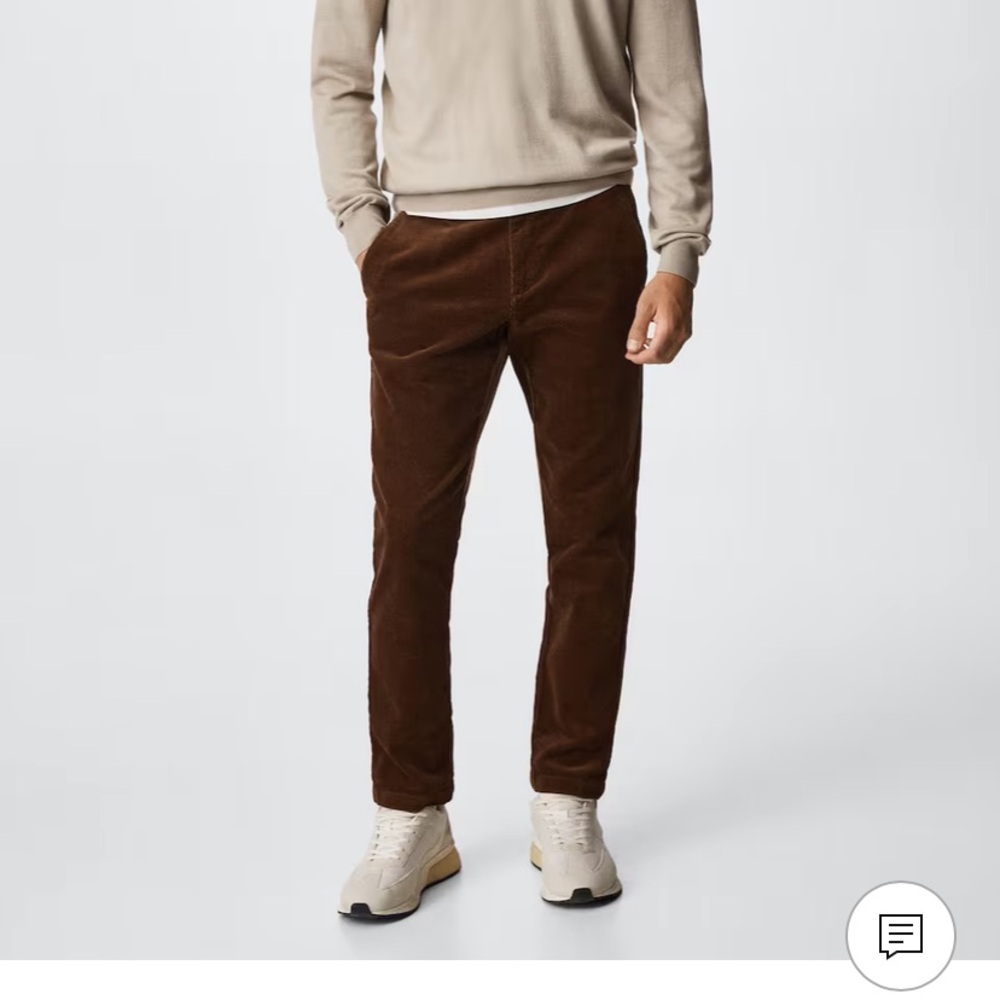 Brown tapered cropped corduroy pants